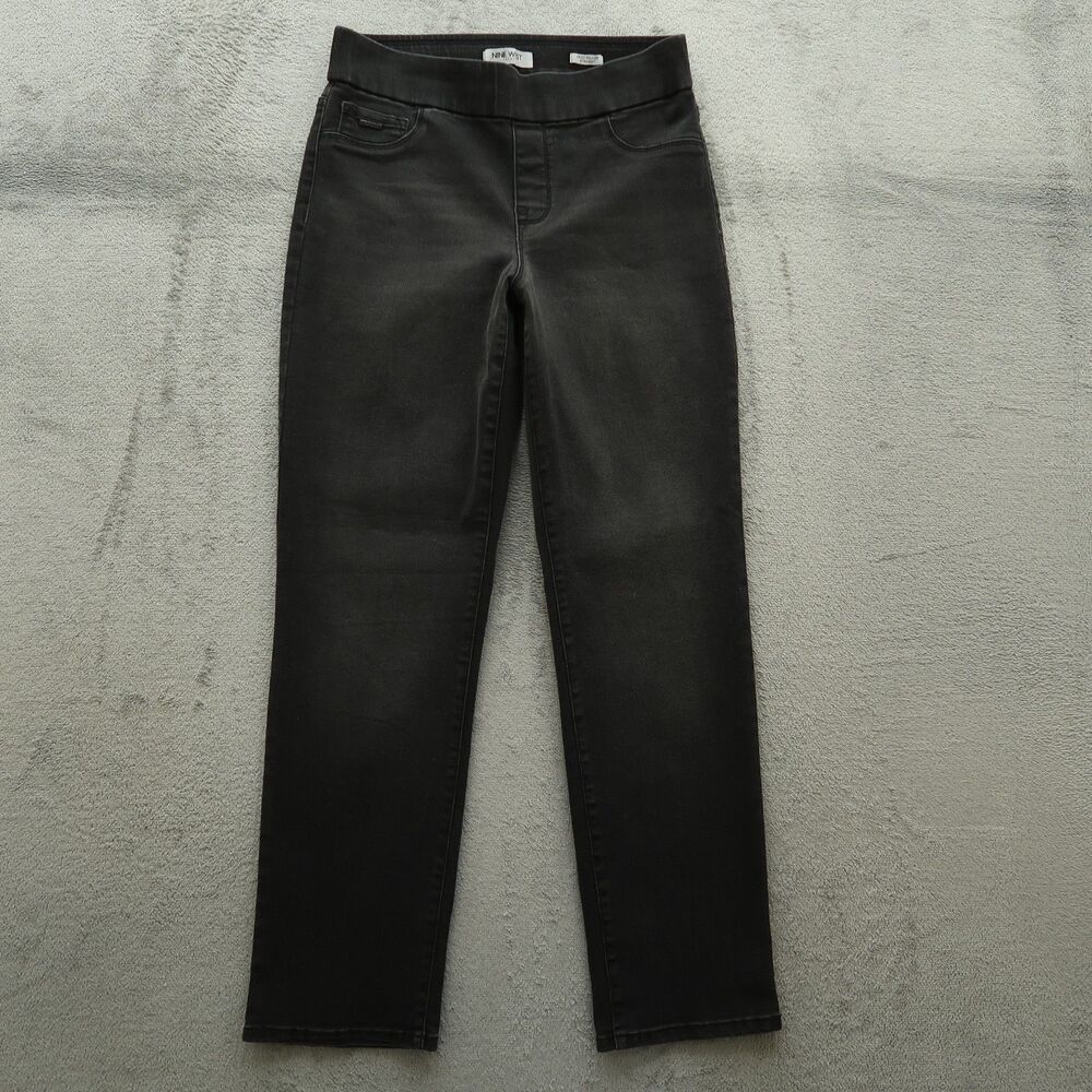 Nine West Jeans Women's Size 8 Gray Mid-Rise Heidi Pull On Straight 29" Inseam